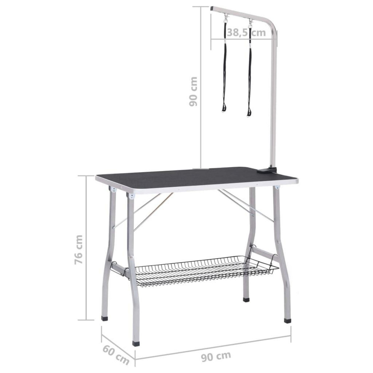 VIDAXL Table de toilettage reglable de chiens avec 2 boucles et panier