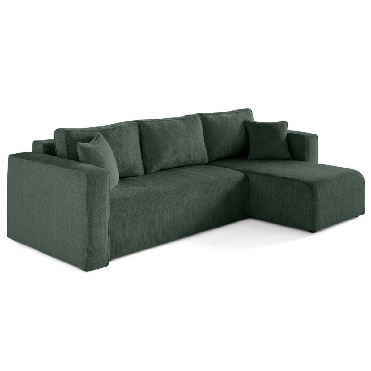 BEST MOBILIER Topaze - canapé d'angle déhoussable réversible 4 places en velours texturé