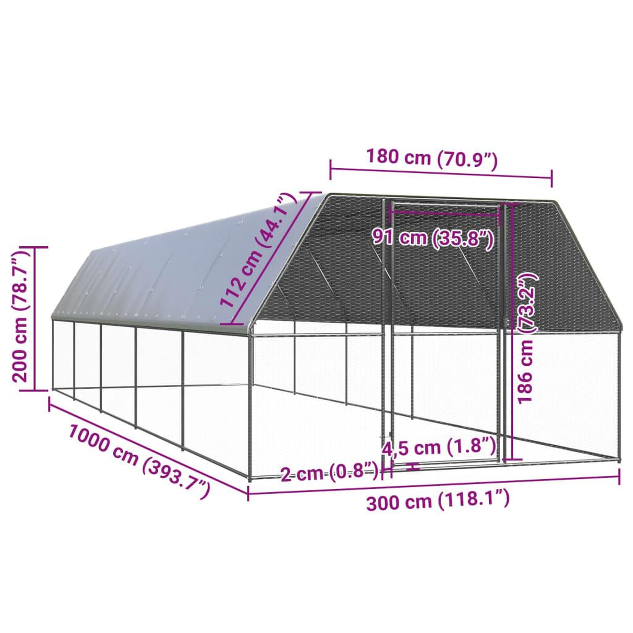 Voir la diapositive 6 : VIDAXL Poulailler d'exterieur 3x10x2 m Acier galvanise