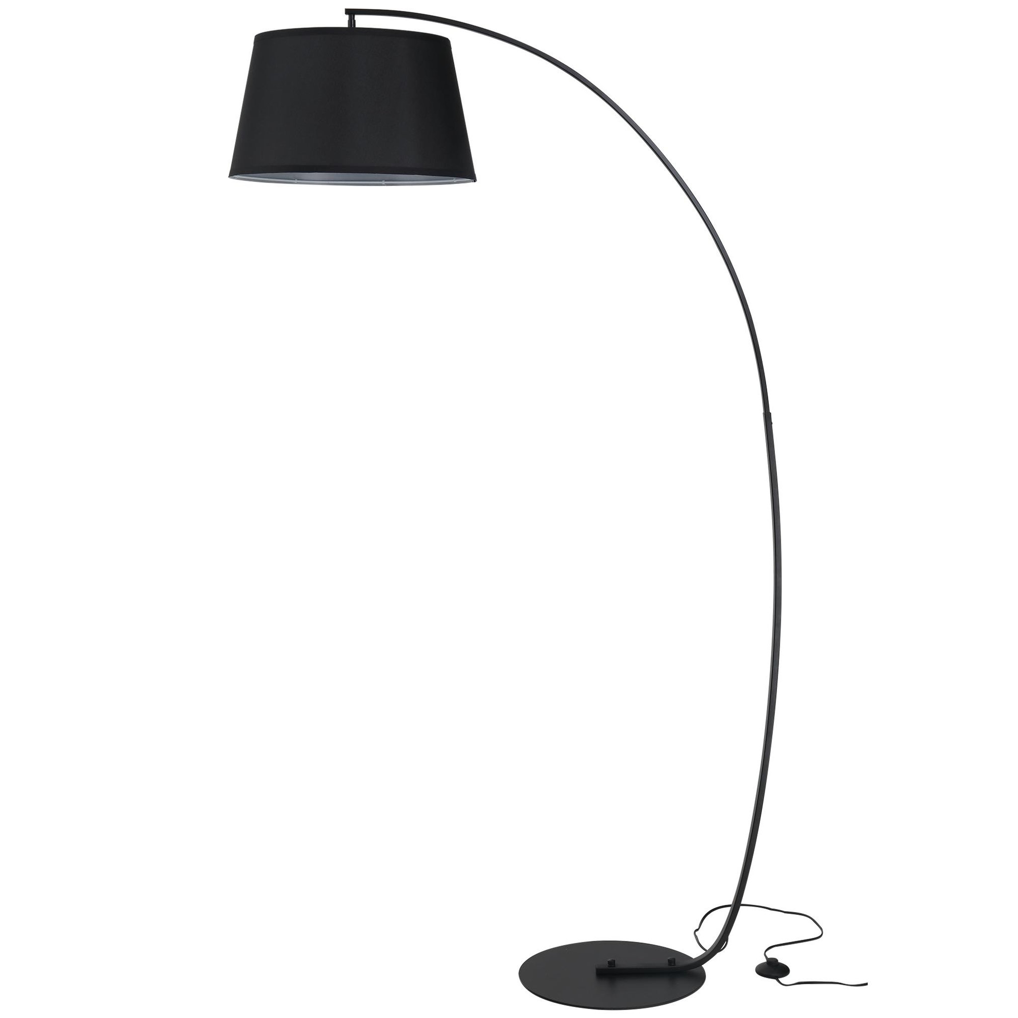 HOMCOM Lampe lampadaire à arc salon courbée - Lampe arceau moderne en métal - Lampadaire sur pied métal lin noir