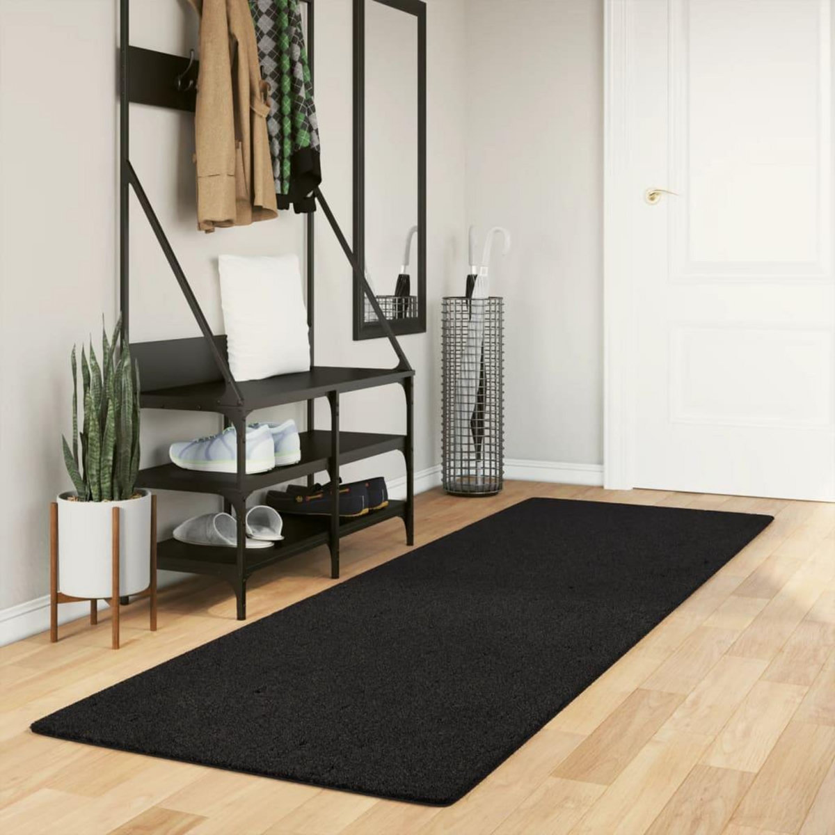 VIDAXL Tapis HUARTE a poils courts doux et lavable noir 80x250 cm
