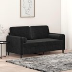 VIDAXL Canape 2 places avec oreillers decoratifs noir 140 cm velours