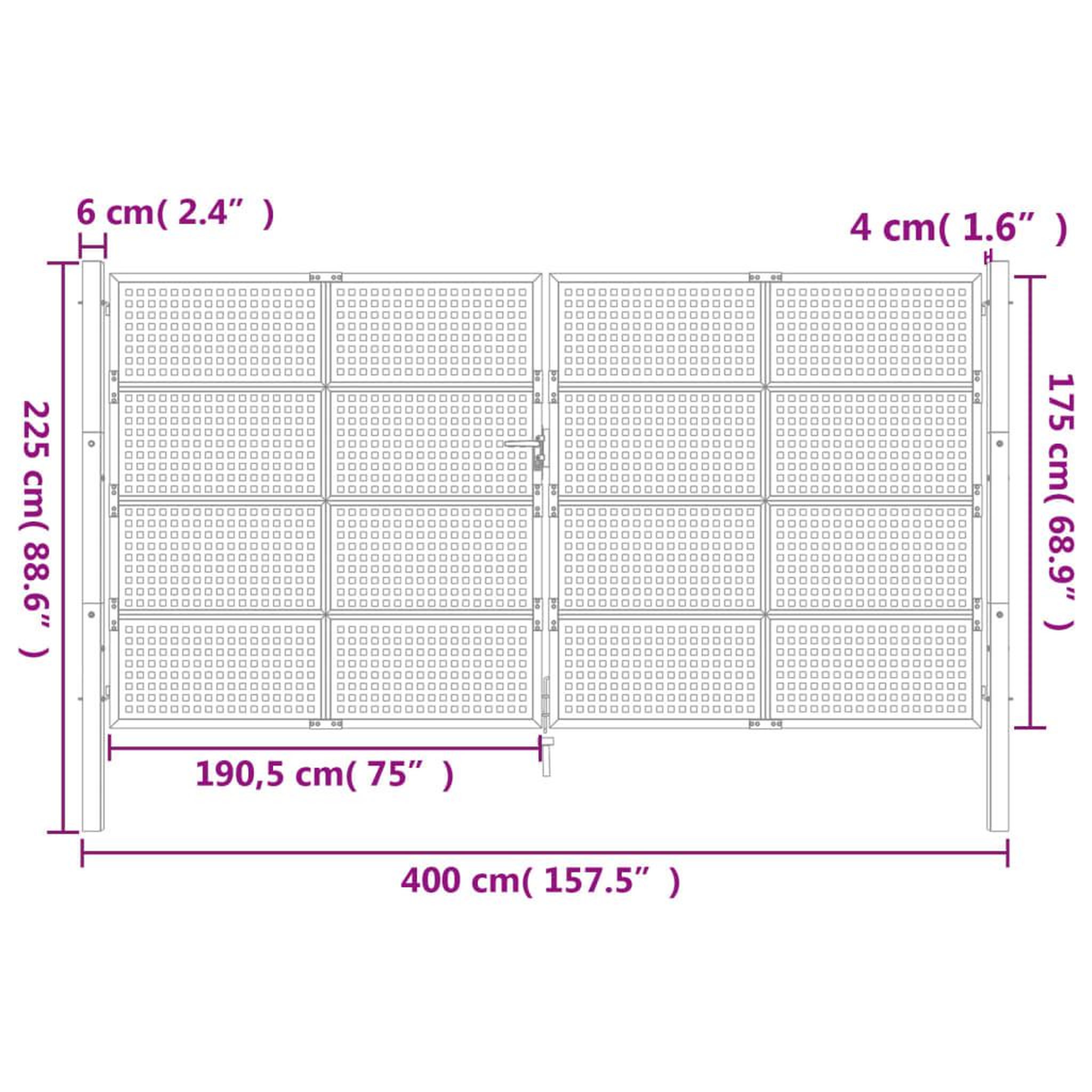 Voir la diapositive 6 : VIDAXL Portail de jardin anthracite 400x175 cm acier