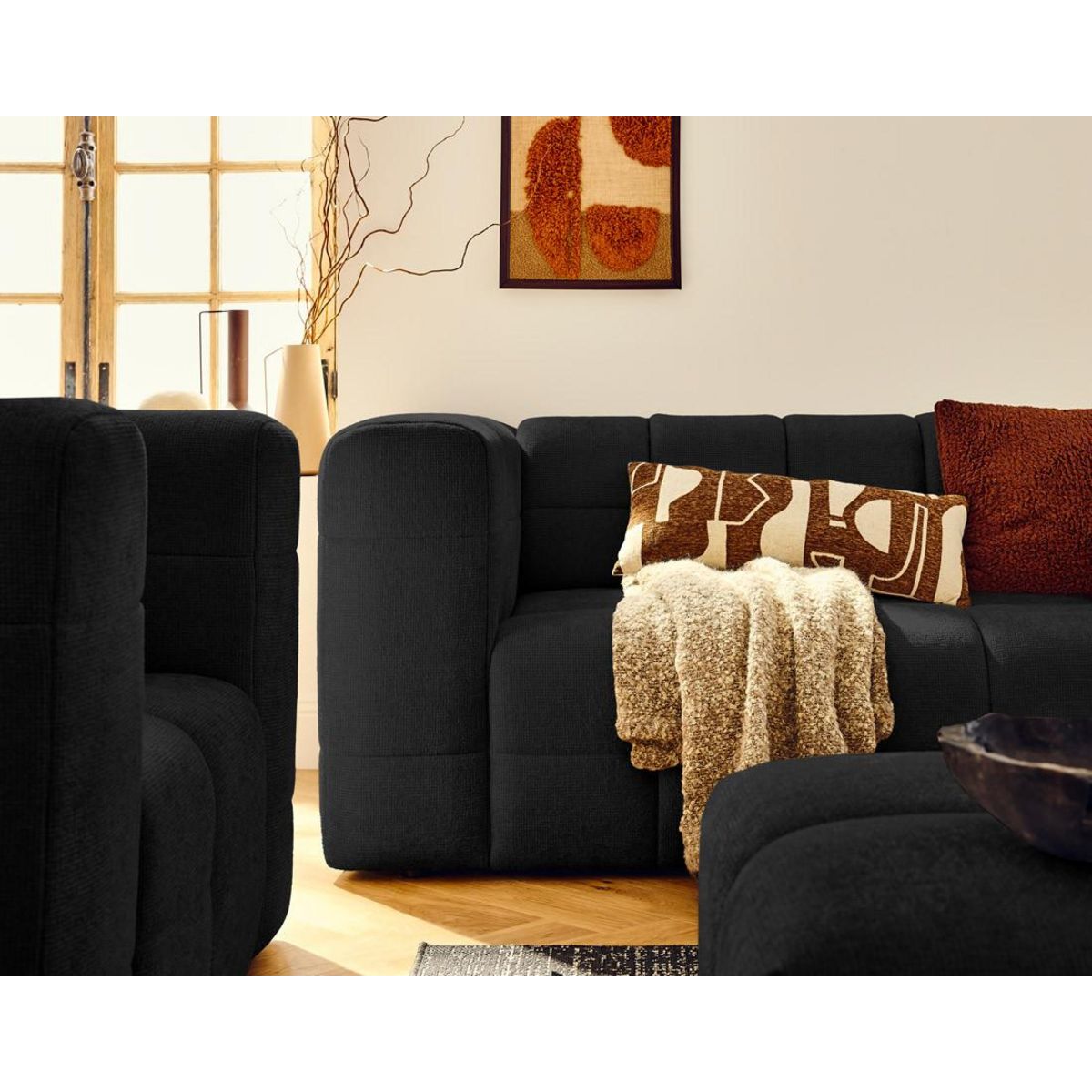 LISA DESIGN Suzano - canapé droit 2 places en tissu texturé