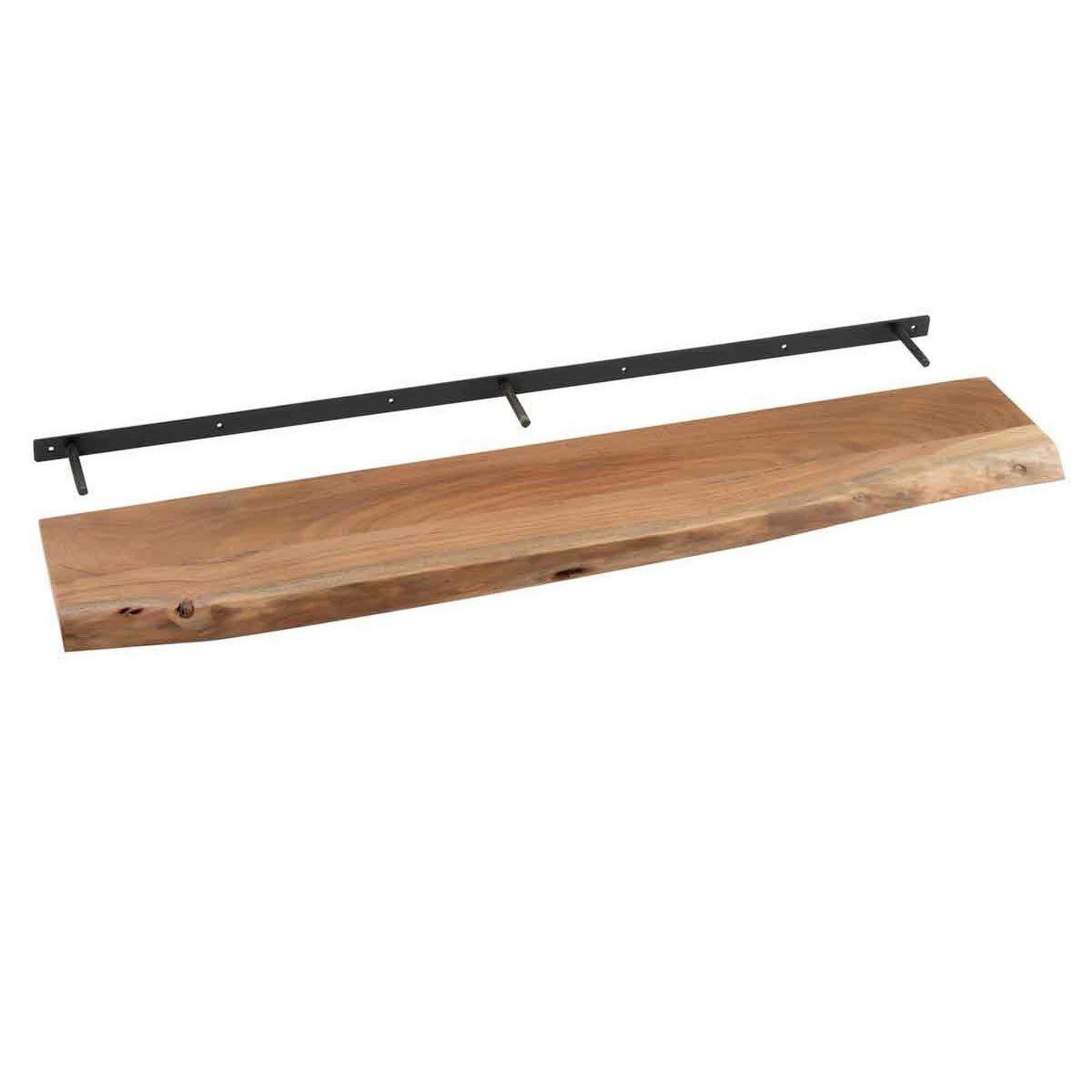 Voir la diapositive 2 : J-LINE Étagère murale en bois  gérard  115cm naturel