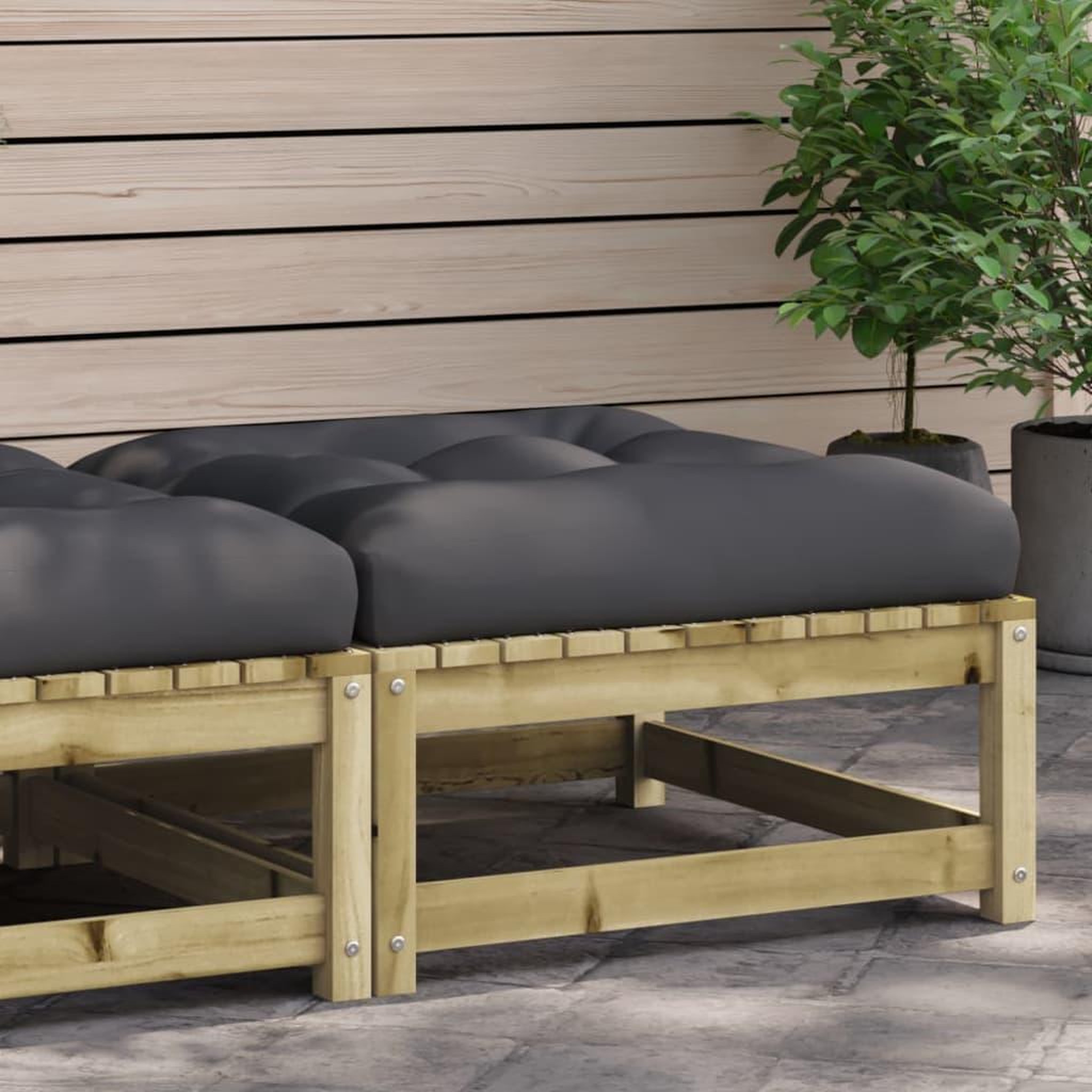 VIDAXL Repose-pied de jardin avec coussin bois de pin impregne