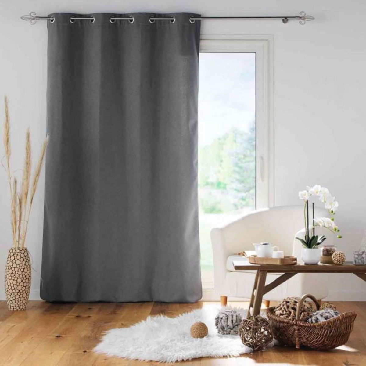Paris Prix Rideau à Œillets Isolant  Jupiter  140x260cm Anthracite