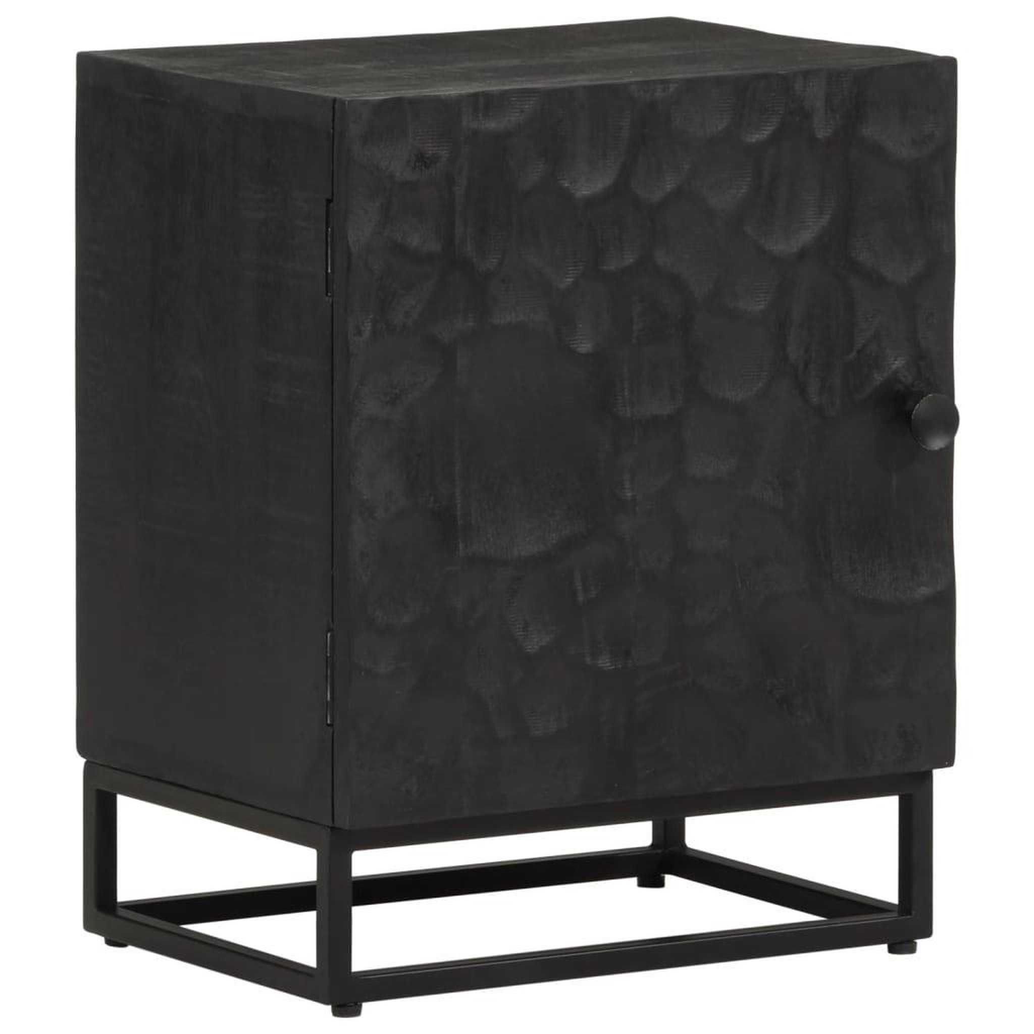 VIDAXL Table de chevet noir 40x30x50 cm bois massif manguier et fer
