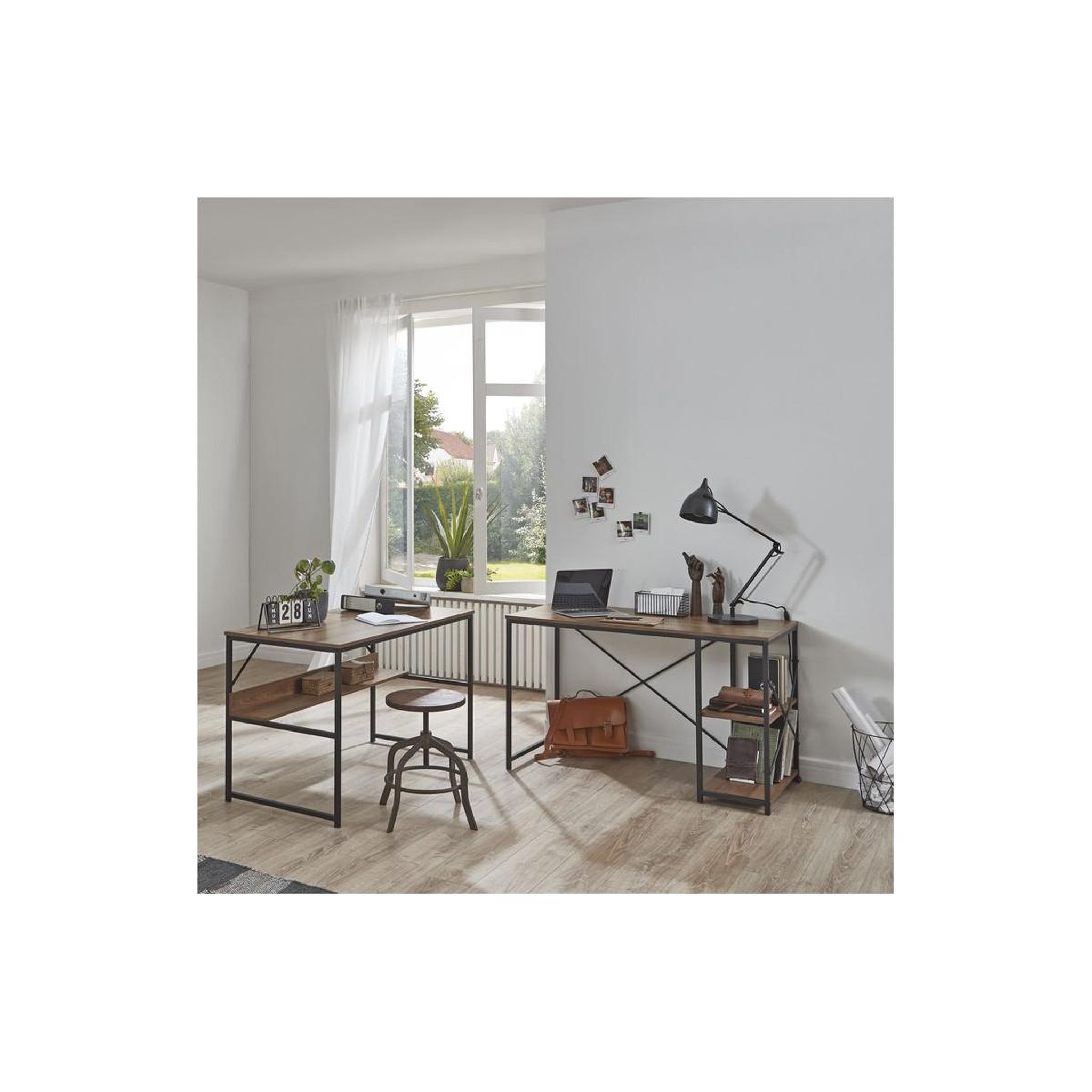 Voir la diapositive 6 : Paris Prix Bureau design 2 niches  ademo  120cm chêne & noir