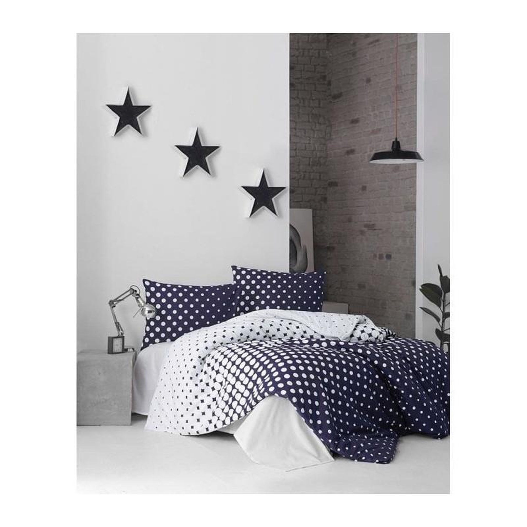 GENERIQUE Parure de lit - 1 housse de couette 220 x 240 cm + 2 taies d'oreiller 60 x 60 cm - 100% coton renforcé - Bleu