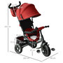 Voir la diapositive 3 : HOMCOM Tricycle enfants évolutif canne  et pare-soleil pliable amovible sacoche et panier 102 x 49l x 102 cm acier rouge brique noir