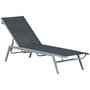 Voir la diapositive 1 : OUTSUNNY Bain de soleil transat - chaise longue - design contemporain - dossier inclinable multi-positions - métal époxy textilène noir - dim. 170 x 58 x 97 cm