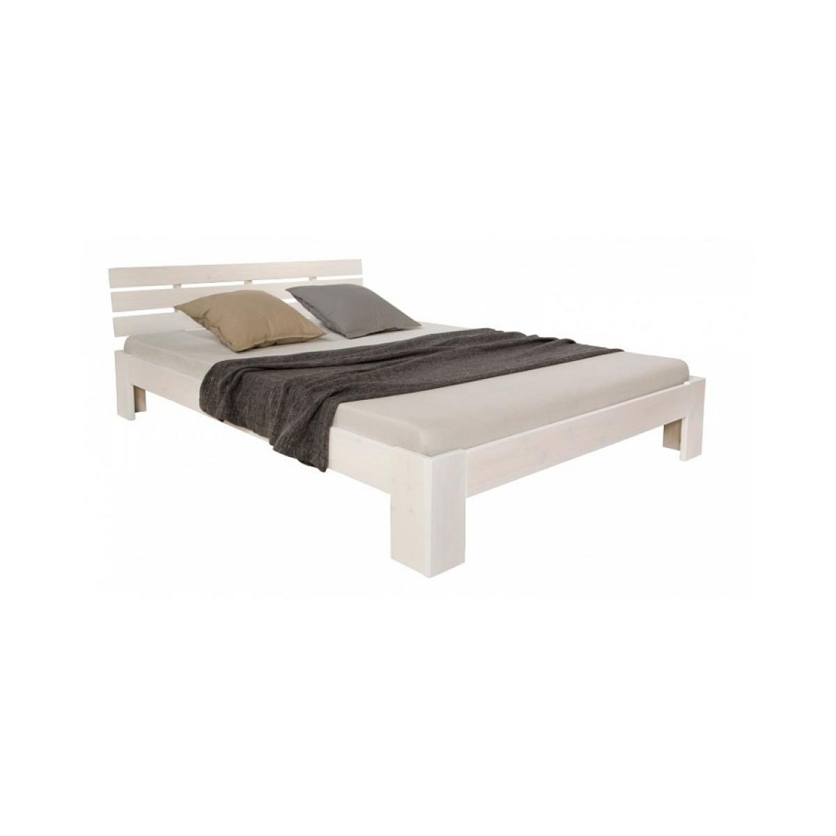 HomeStyle4U Lit double en bois 120 x 200 cm blanc
