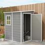 Voir la diapositive 2 : OUTSUNNY Abri de jardin cabanon 1,54 m² - porte verrouillable, fenêtre, aération - alu. PP gris