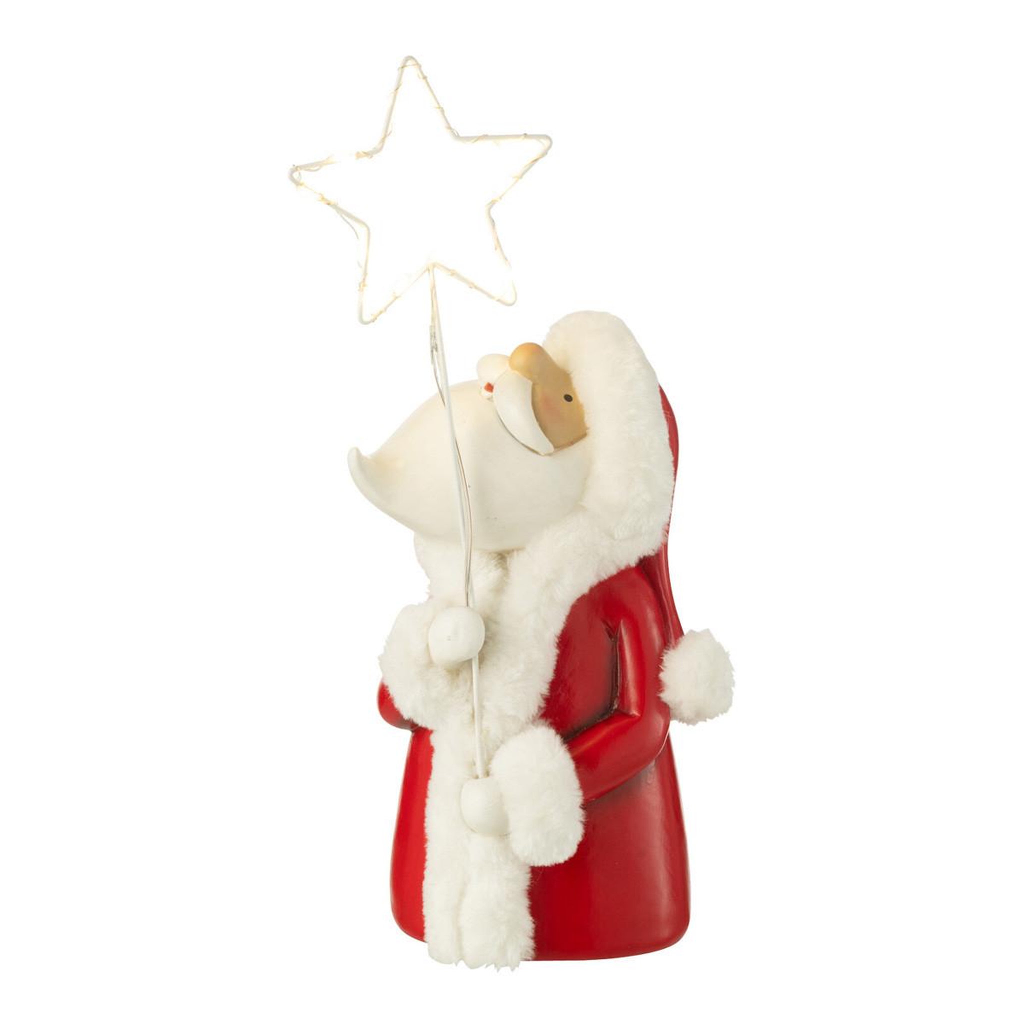 J-LINE Père noël à led  étoile  35cm rouge