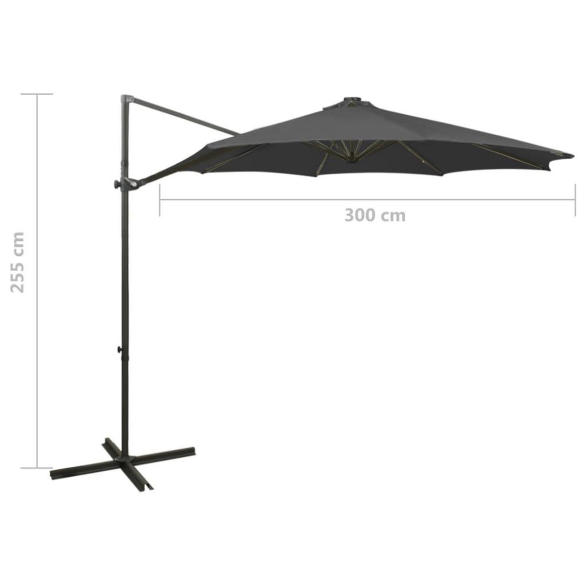 VIDAXL Parasol de jardin en porte-a-faux avec mat et lumieres LED