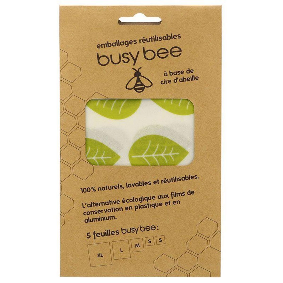 Chevalier Diffusion Emballage alimentaire réutilisable à la cire d'abeille 5 feuilles Busy Bee