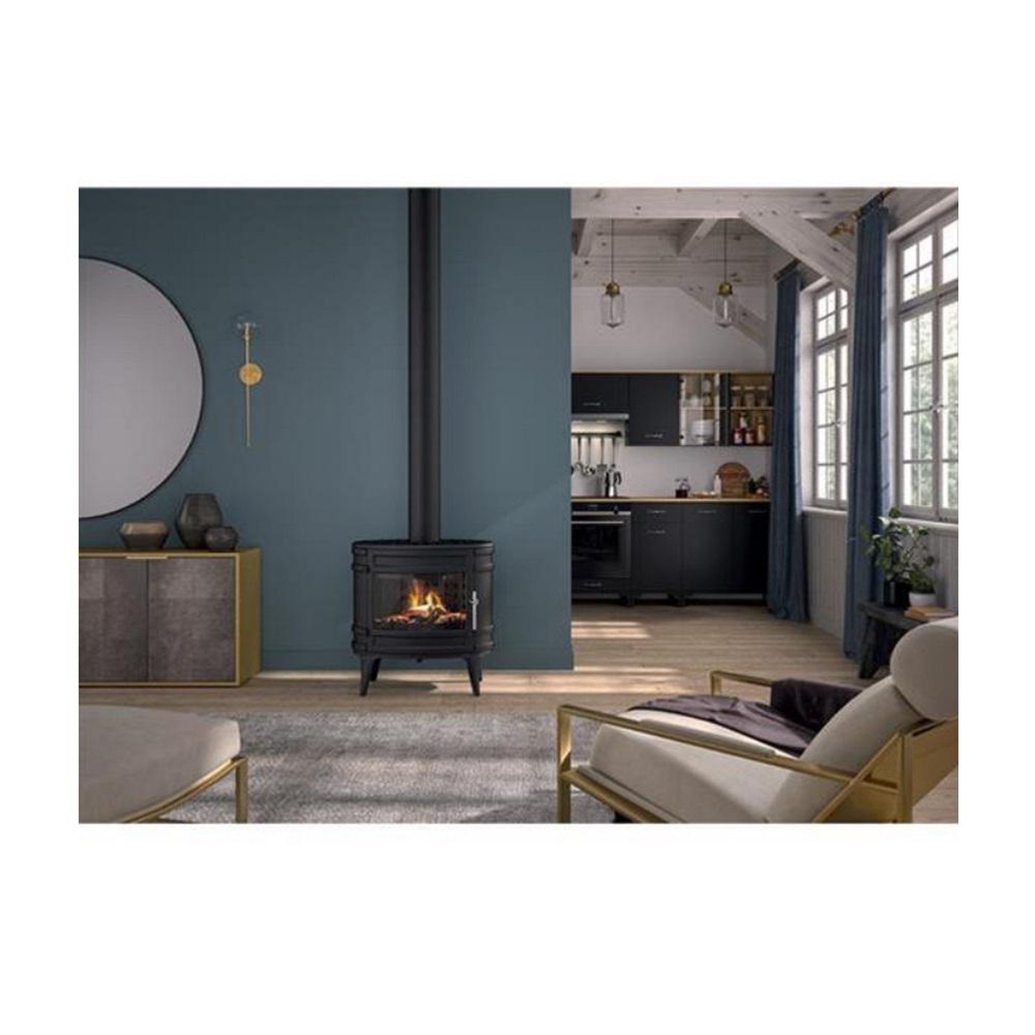 Voir la diapositive 3 : Invicta Poêle à bois fonte 8kw anthracite - 6483-04-1