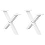 Voir la diapositive 1 : VIDAXL Pieds de table basse forme de X 2 pcs blanc 60x(30-31) cm acier