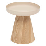 ATMOSPHERA Table à café ronde en métal et bois HERCYNA - Beige