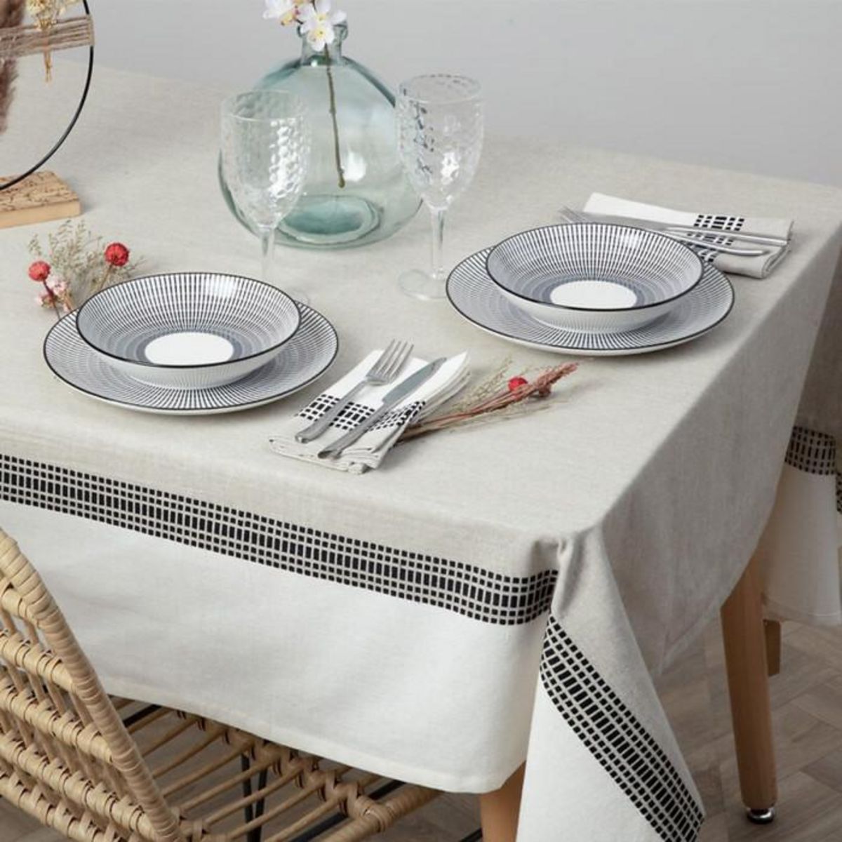 ATMOSPHERA Nappe Déco Imprimée  Dolly  150x250cm Lin
