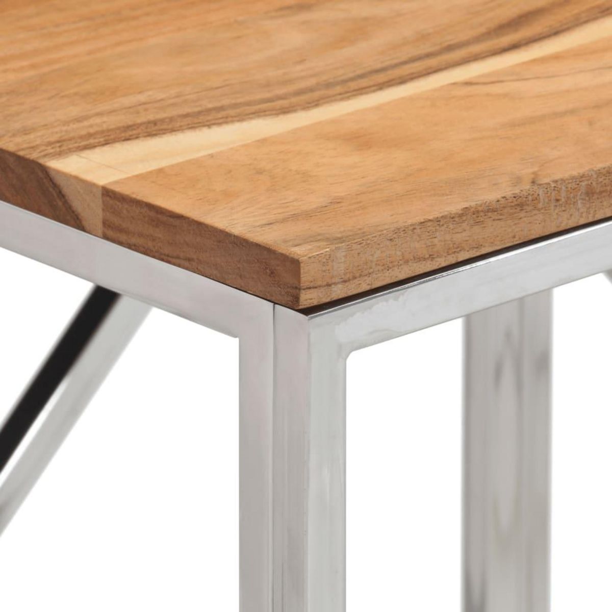 VIDAXL Table console argente acier inoxydable et bois massif d'acacia