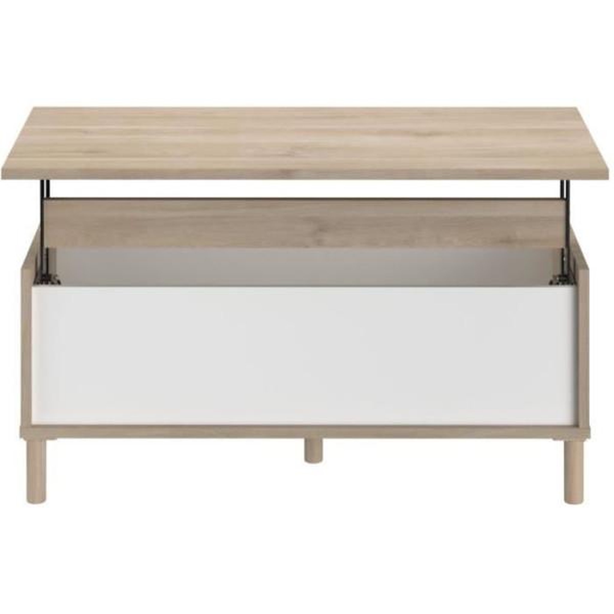 Voir la diapositive 4 : PARISOT Table basse relevable morphos - l 100 x p 50 x h 43,6 cm - rectangulaire - décor blanc / chene - parisot
