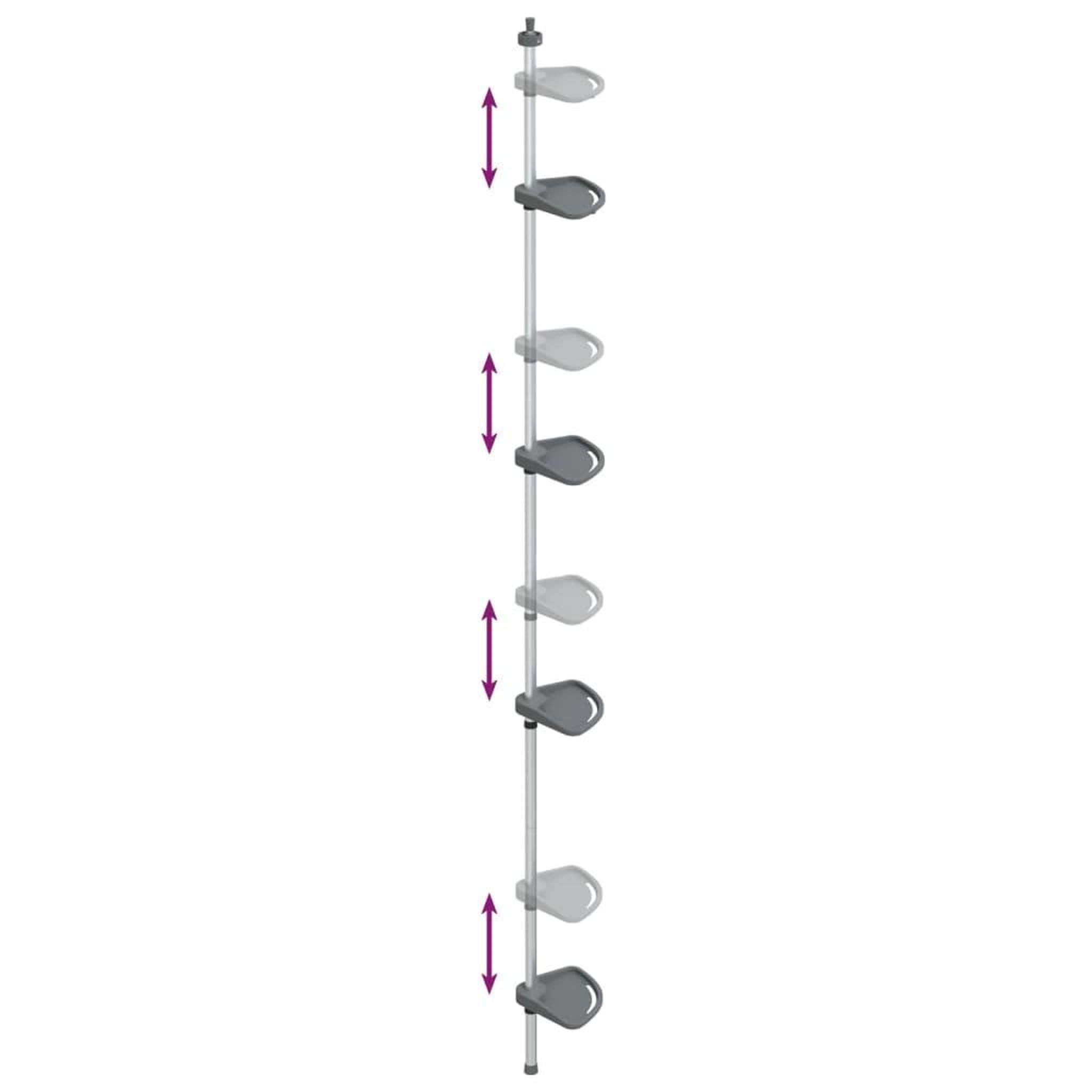 Voir la diapositive 4 : VIDAXL Etagere d'angle de douche telescopique a 4 niveaux argente