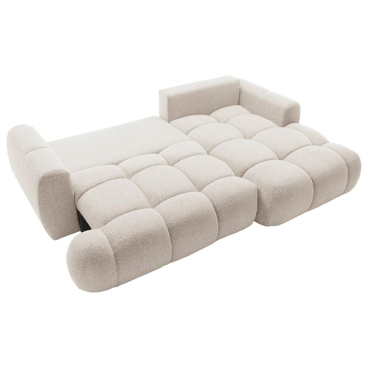 BEST MOBILIER Yulin - canapé d'angle droit 4 places convertible avec coffre en tissu bouclette