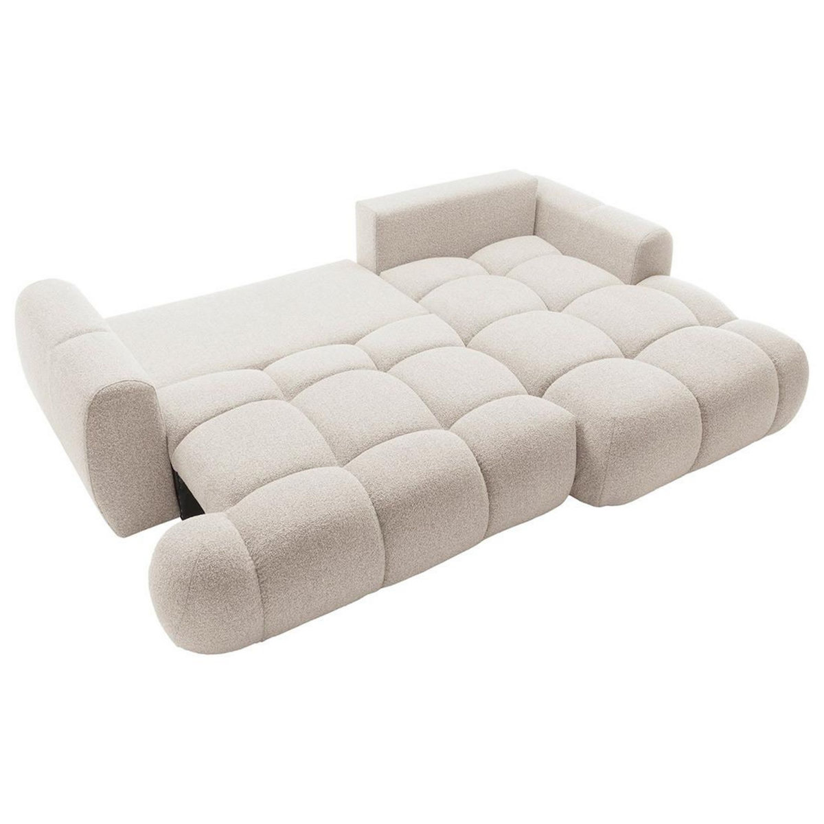 BEST MOBILIER Yulin - canapé d'angle droit 4 places convertible avec coffre en tissu bouclette