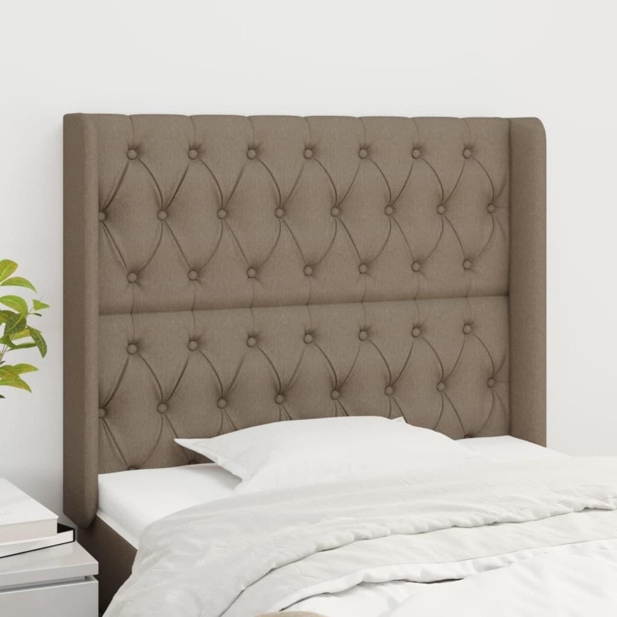 VIDAXL Tete de lit avec oreilles Taupe 103x16x118/128 cm Tissu