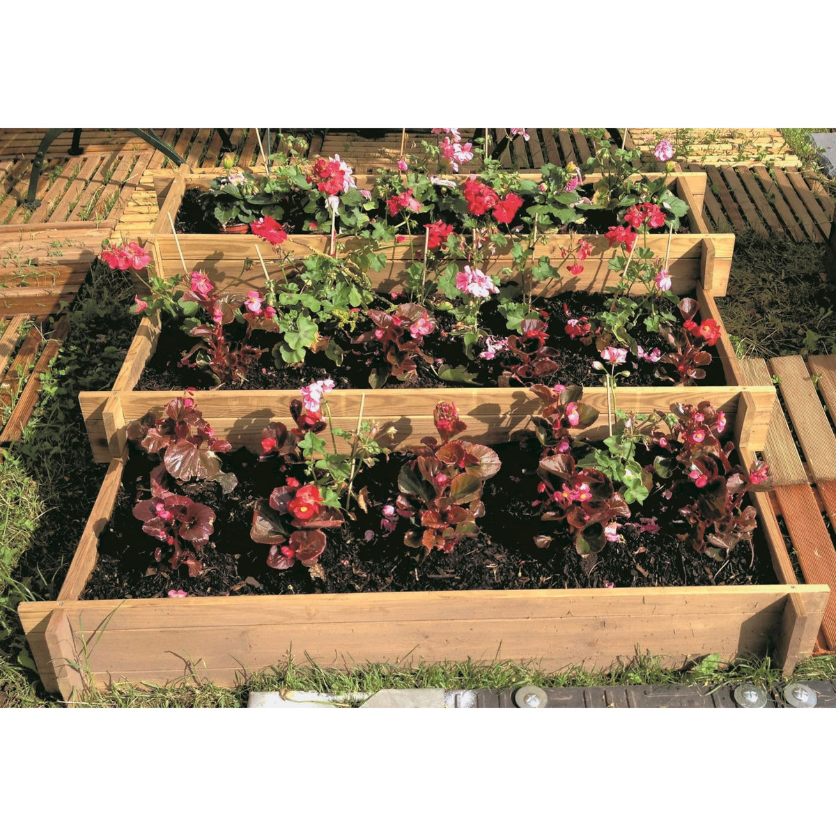 GARDENSTAR Carré Potager escalier - Bois - 90x90cm