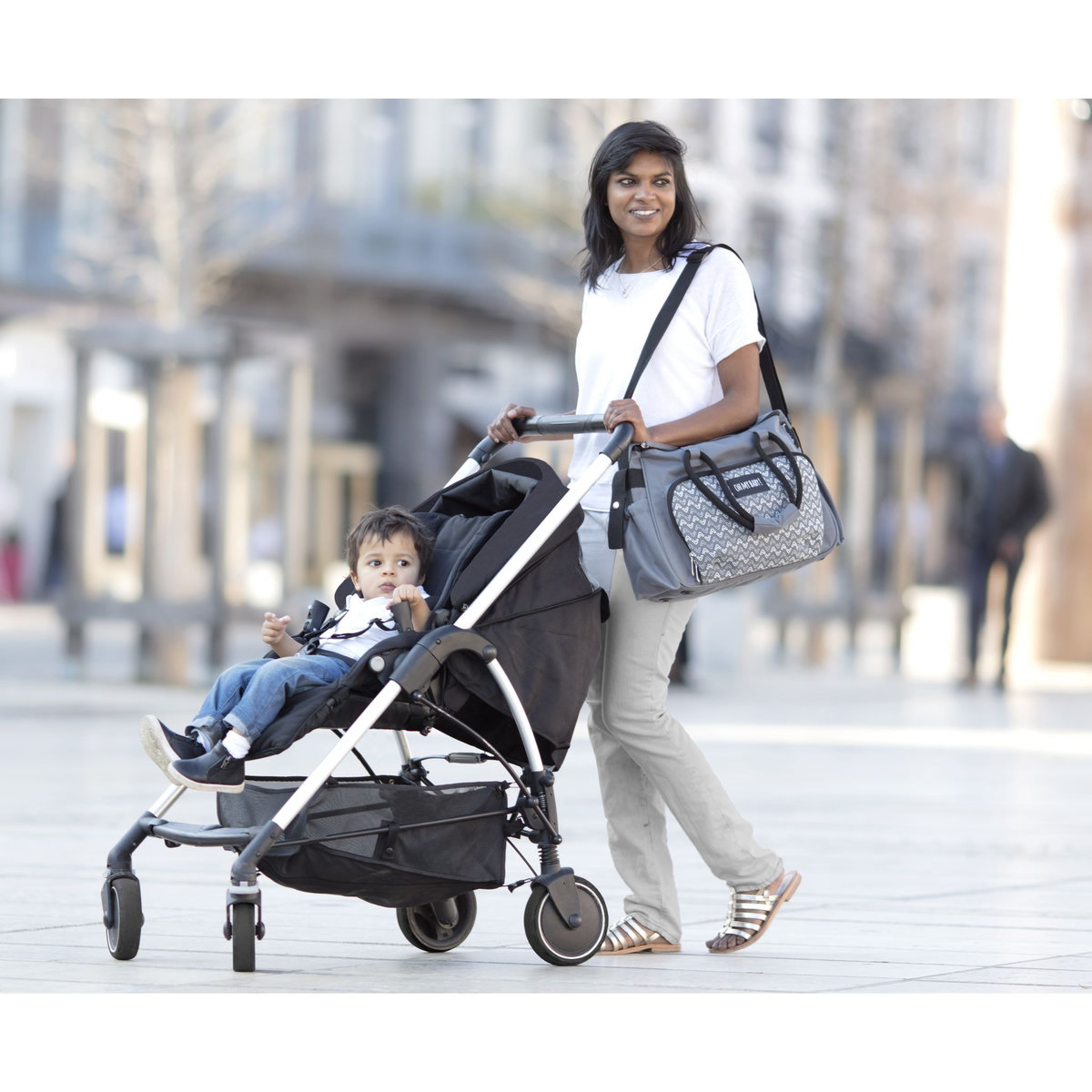 BADABULLE Sac à langer multipoches gris BOHO 