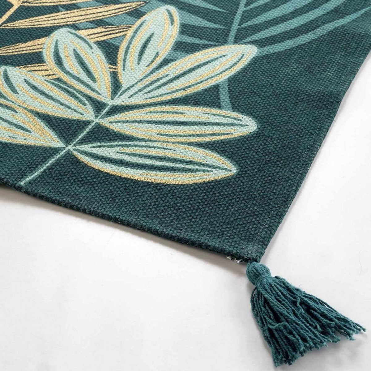 Douceur d'Intérieur Tapis pompons 60x90 cm métallisé Ornella émeraude