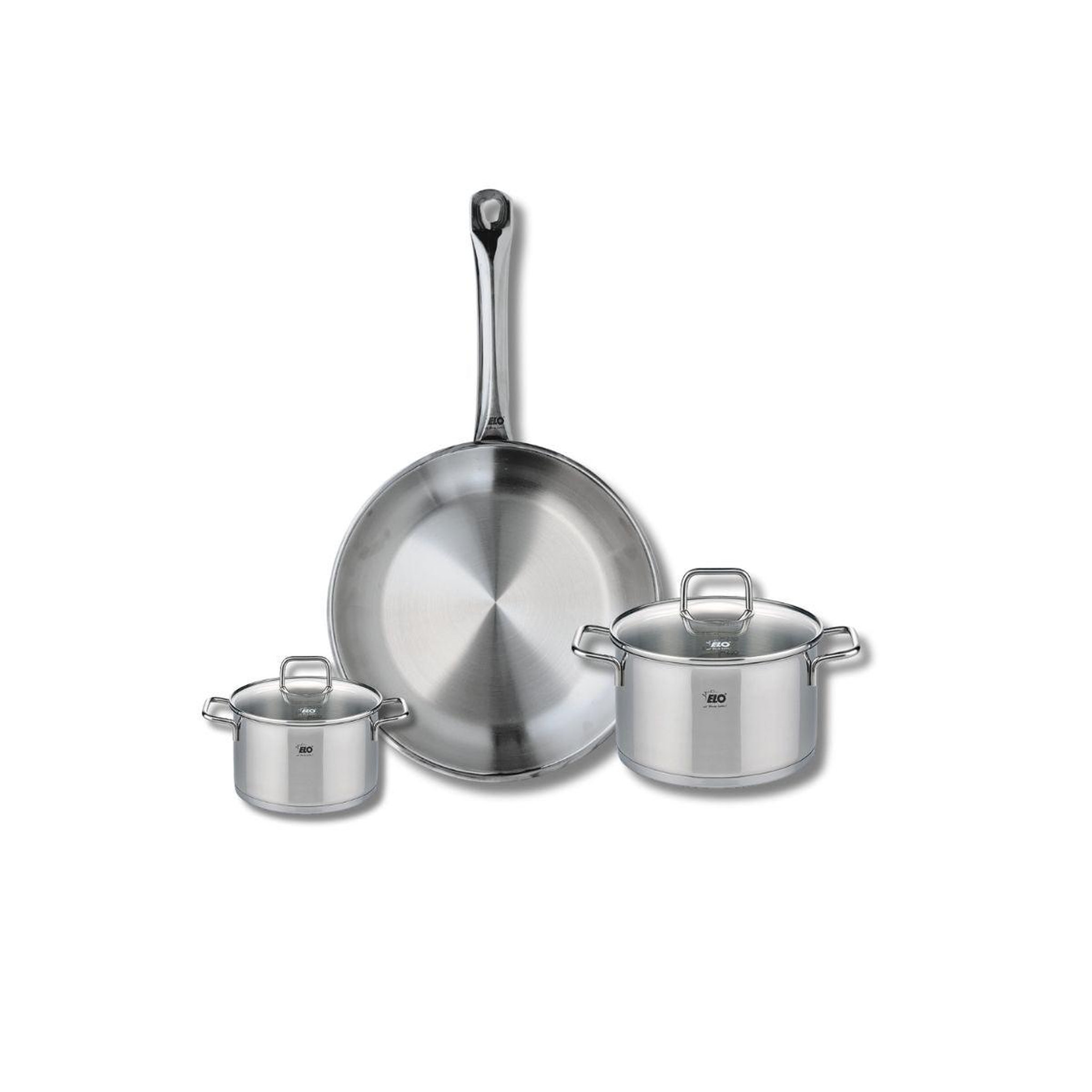 ELO Ensemble de 1 poêle de cuisson 28 cm et 2 faitouts 12 et 16 cm elo profi citrin