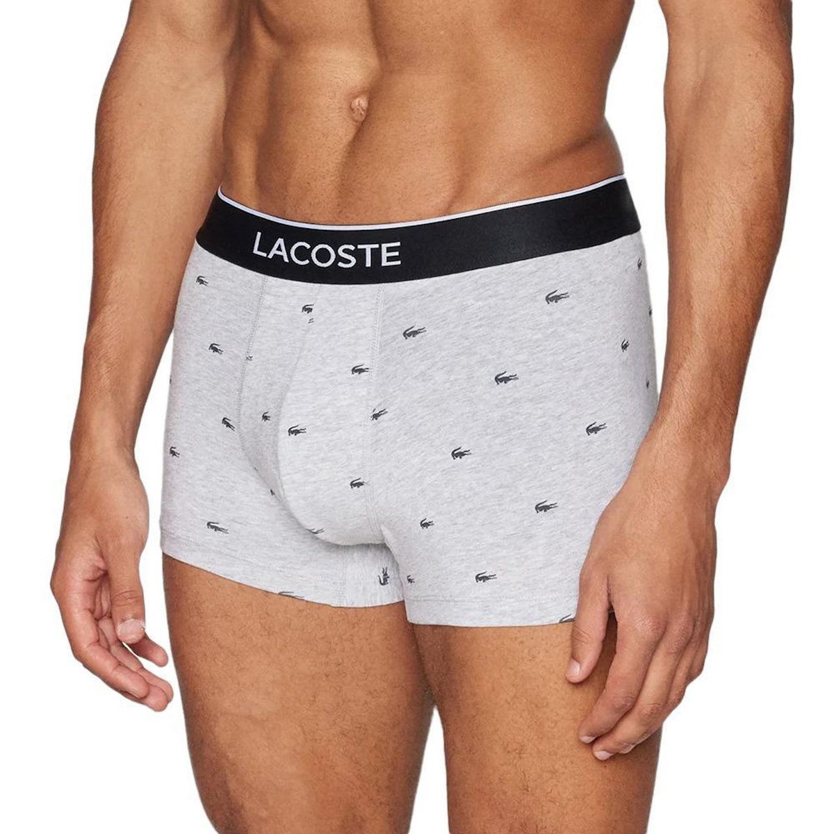 Lacoste X3 Boxers Gris/Noir Homme Lacoste LOGO 5H3411