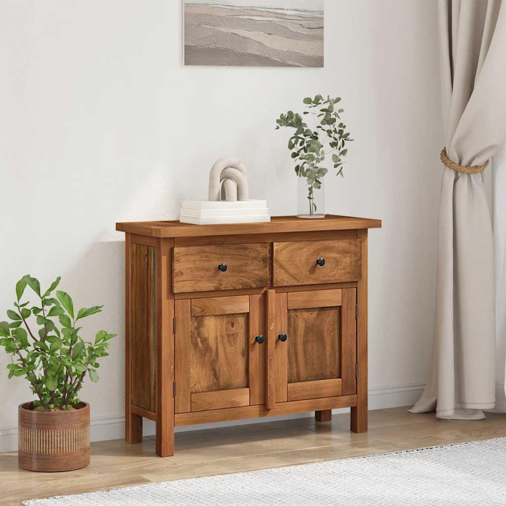 Voir la diapositive 1 : VIDAXL Buffet bois d'acajou massif 75x30x65 cm