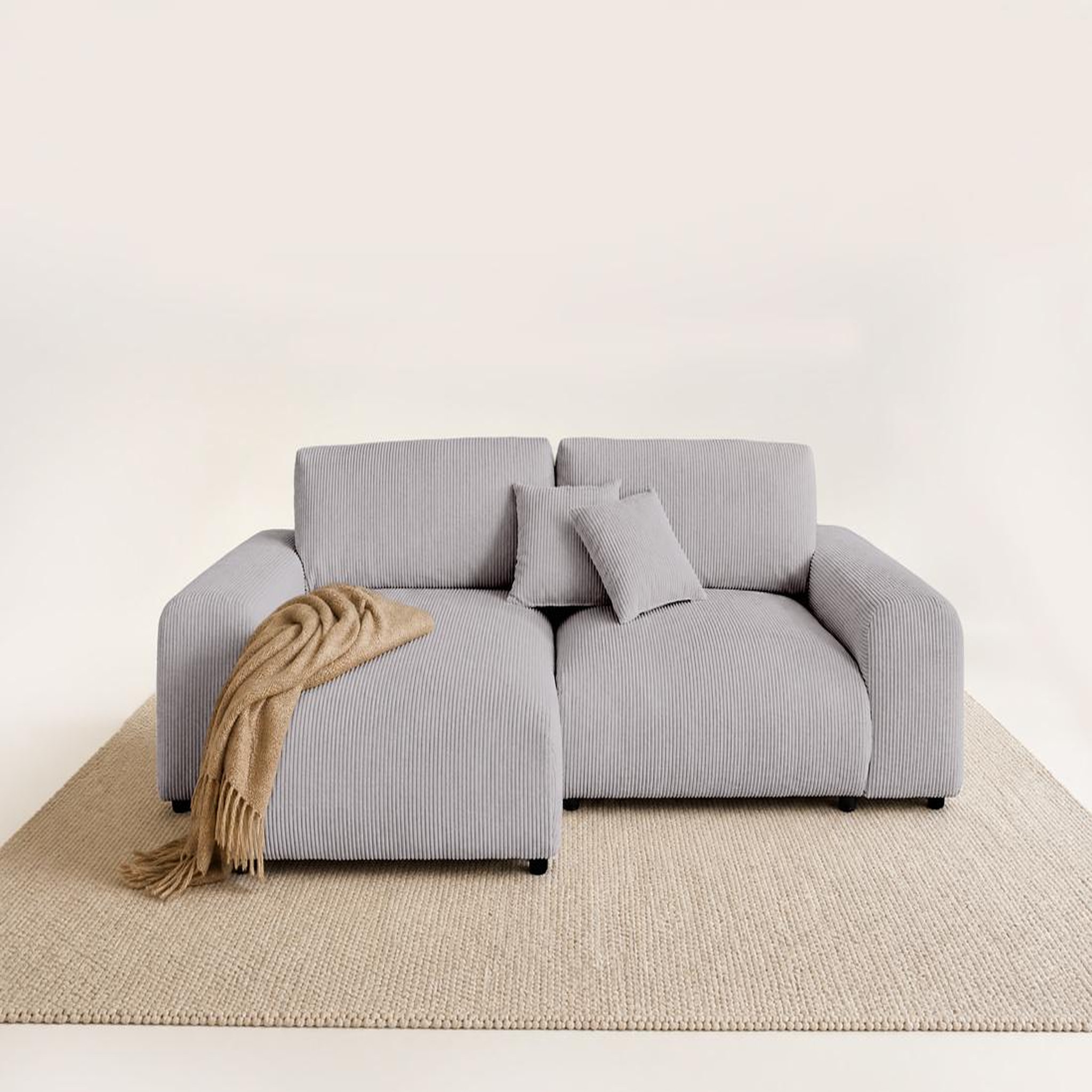Voir la diapositive 4 : BEST MOBILIER Garance - canapé d'angle réversible - 4 places - en velours côtelé