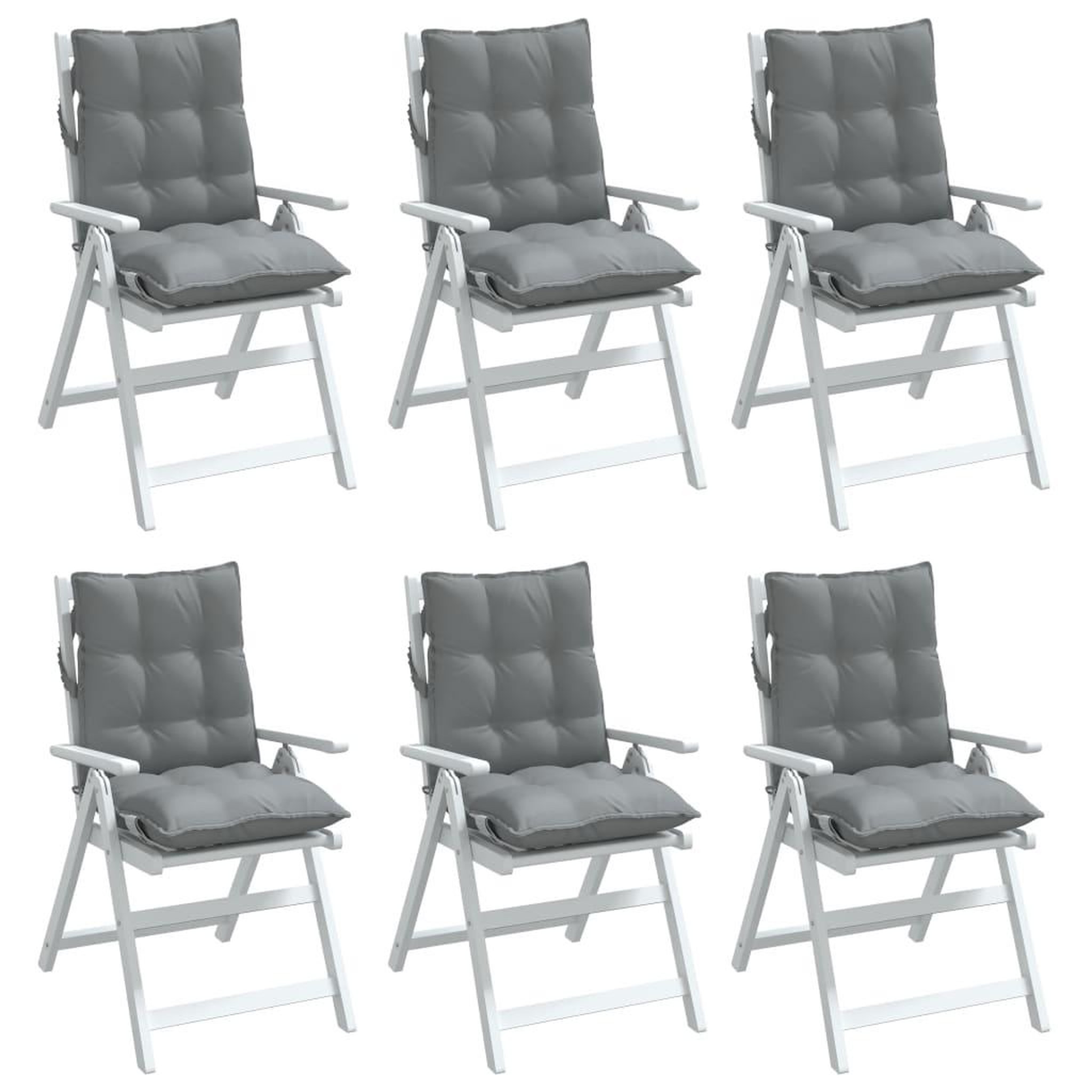 Voir la diapositive 4 : VIDAXL Coussins de chaise a dossier bas lot de 6 gris tissu oxford