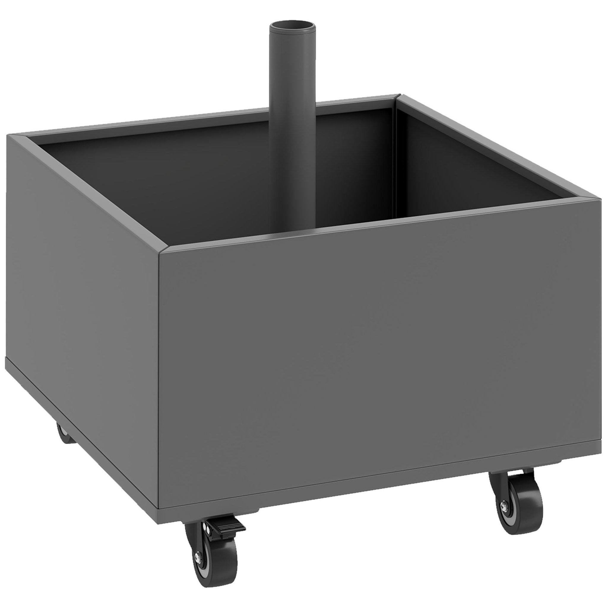 Voir la diapositive 1 : OUTSUNNY Pied de parasol carré jardinière 2 en 1 - 4 roues 2 freins - 50 x 50 x 46 cm - métal galvanisé gris