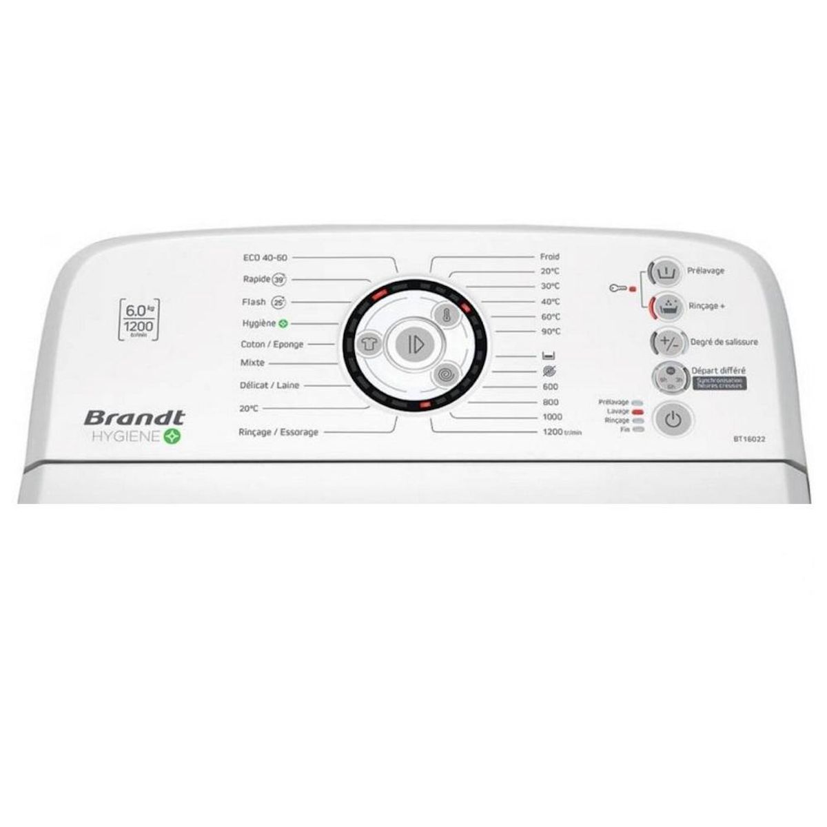 BRANDT Lave-linge top 40cm 6kg 1200t/min blanc - BT16022