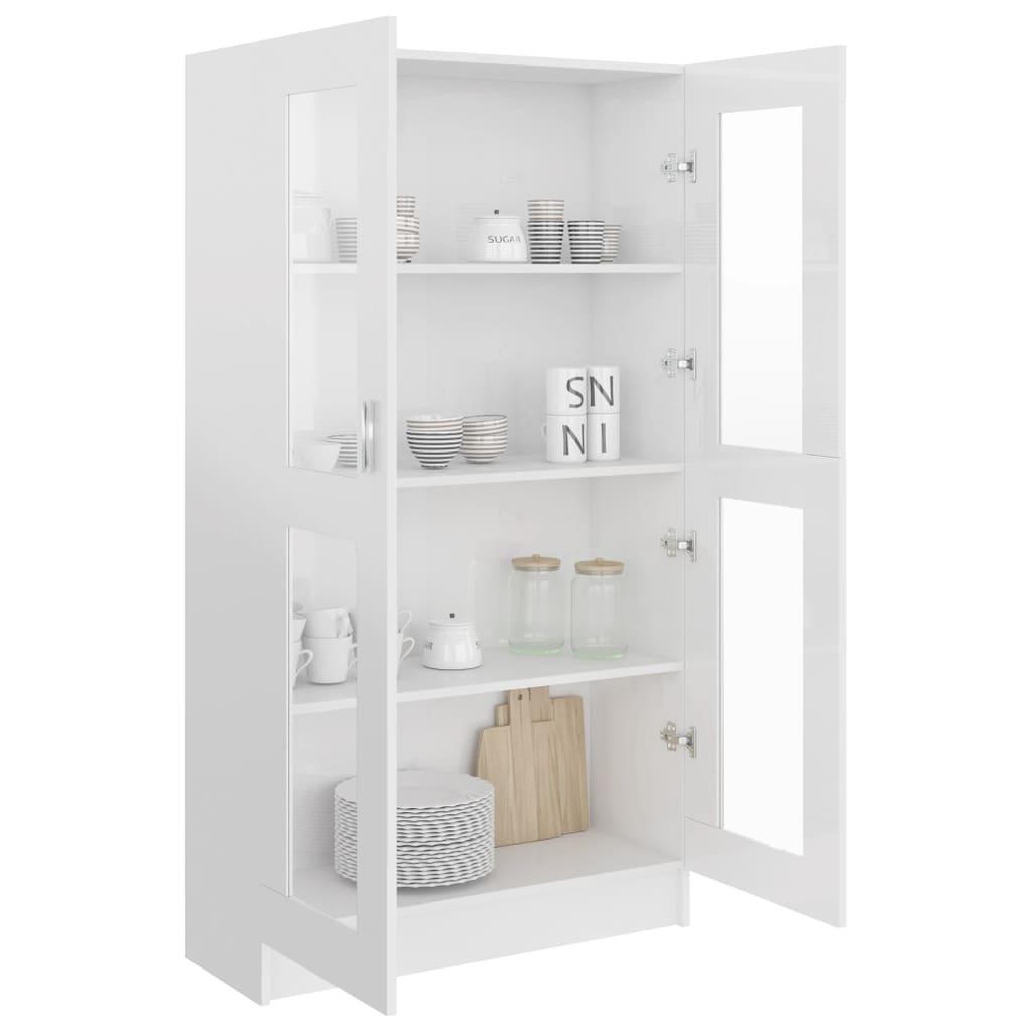Voir la diapositive 4 : VIDAXL Armoire vitrine Blanc brillant 82,5x30,5x150 cm Bois ingenierie