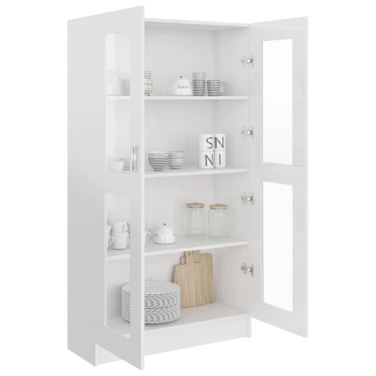 VIDAXL Armoire vitrine Blanc brillant 82,5x30,5x150 cm Bois ingenierie