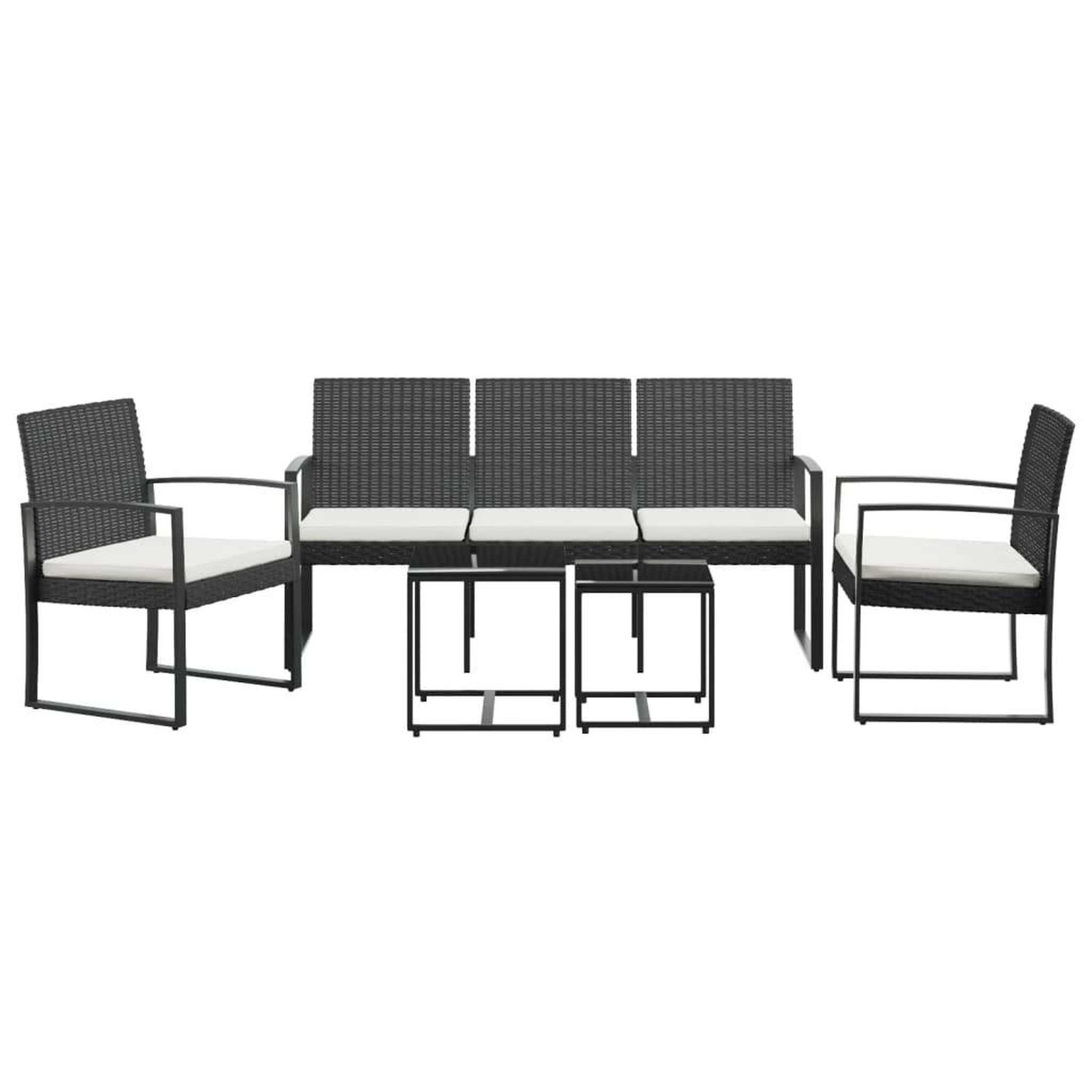Voir la diapositive 3 : VIDAXL Ensemble a manger de jardin avec coussins 5 pcs noir rotin PP