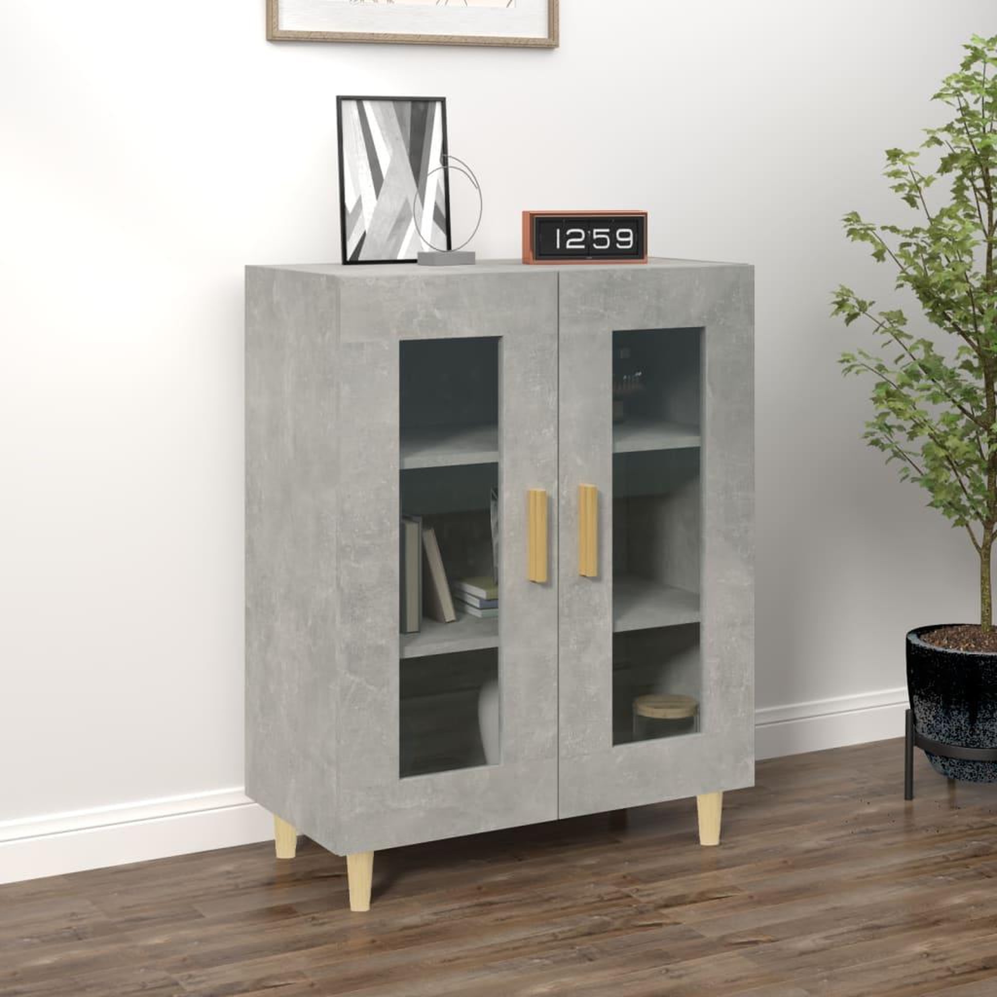 Voir la diapositive 1 : VIDAXL Buffet gris beton 69,5x34x90 cm bois d'ingenierie