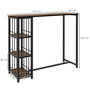 Voir la diapositive 3 : HOMCOM Table de bar 3 étagères style industriel acier noir aspect panneaux aspect bois