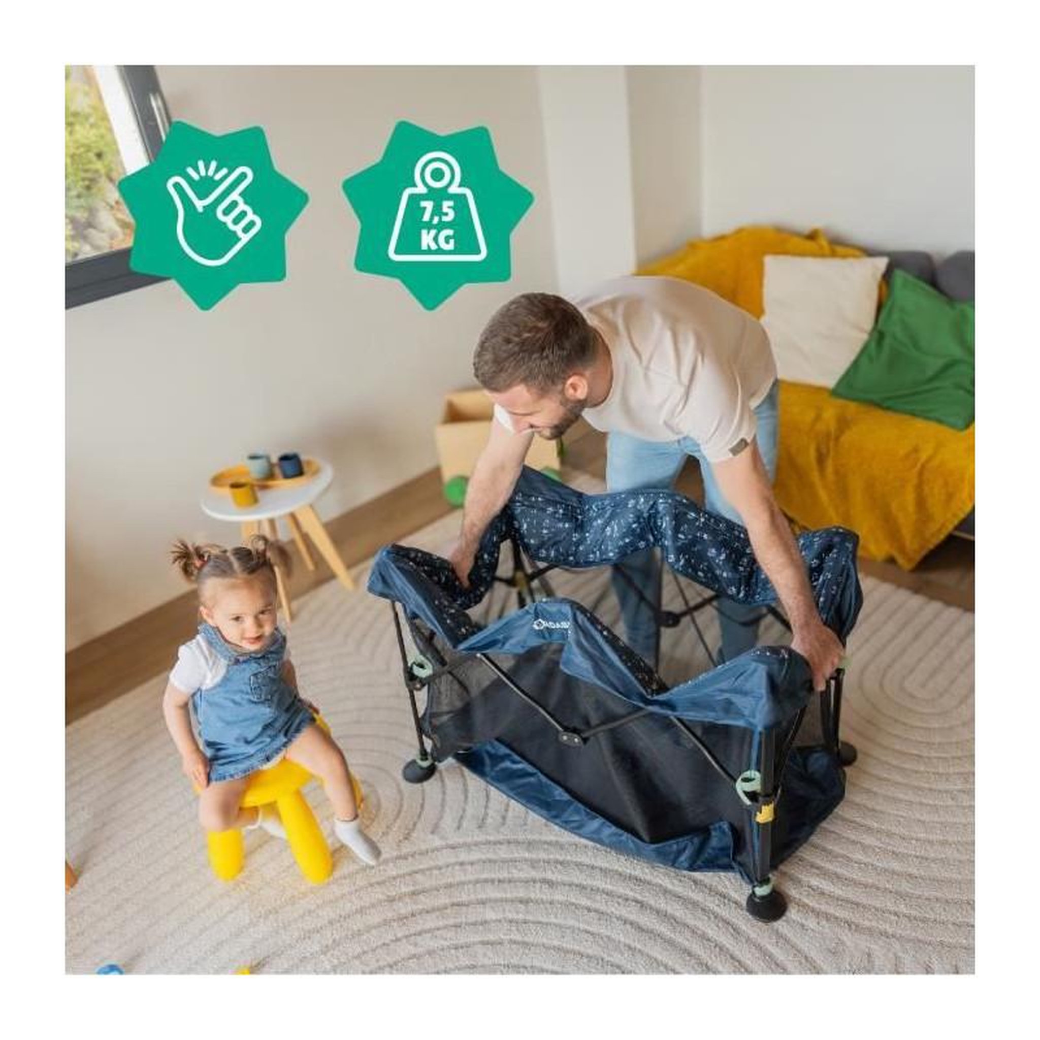 Voir la diapositive 3 : BADABULLE Badabulle Lit Parapluie Easy Clip - Facile a plier et déplier - Lit Léger et Compact avec Sac de transport inclus - Matelas in