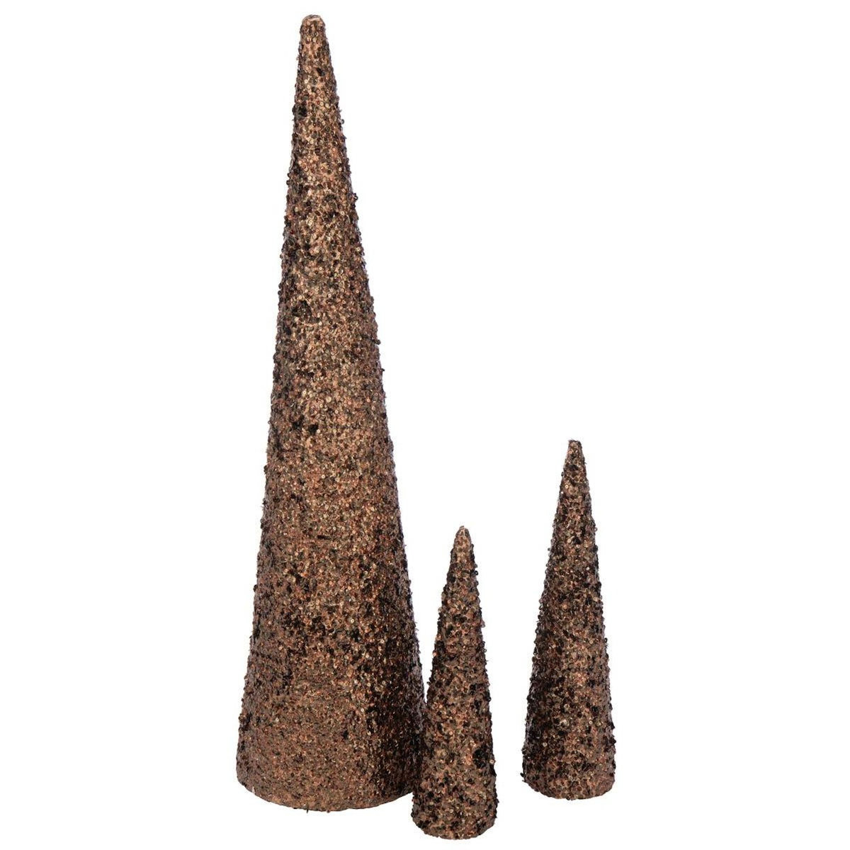 Paris Prix Déco Cône de Noël  Sequins  46cm Marron
