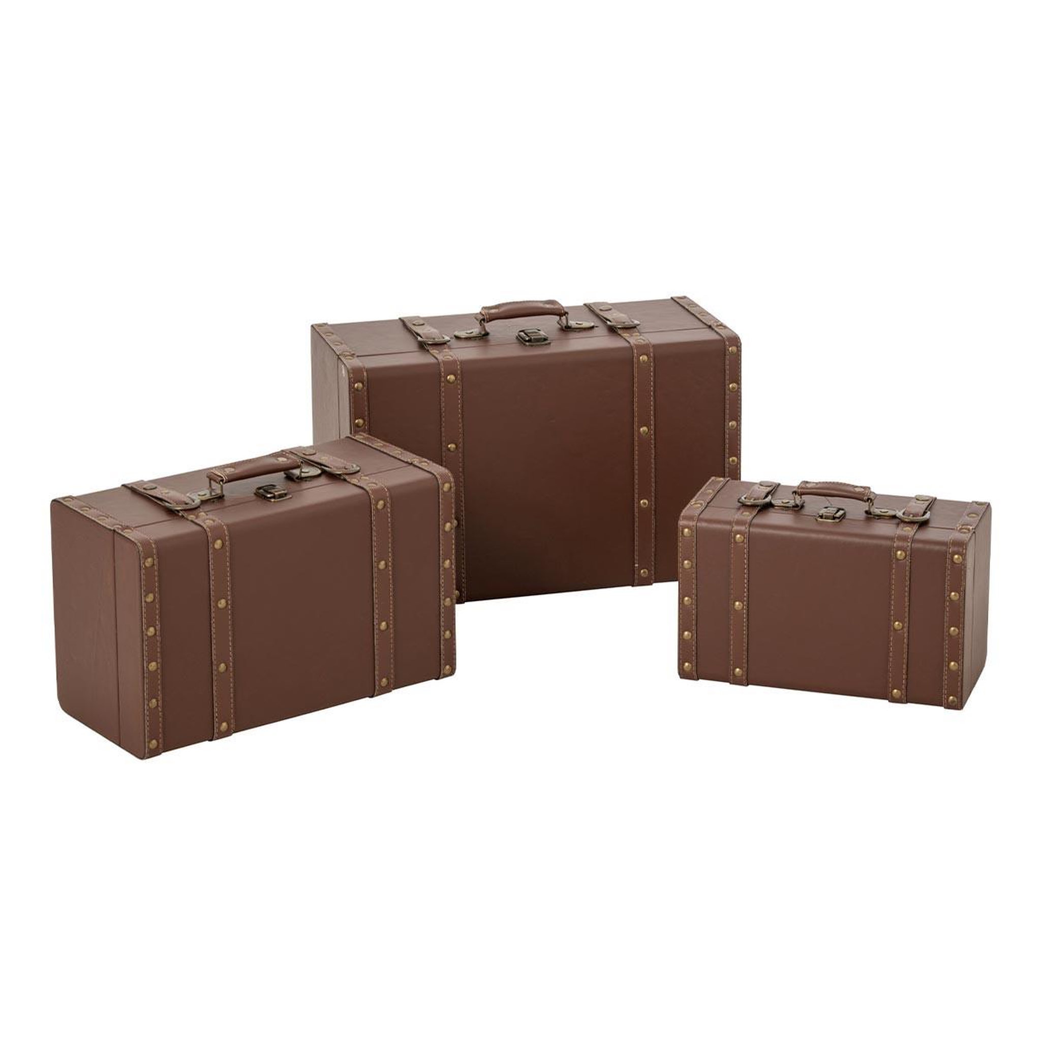 J-LINE Lot de 3 Valises Déco  Gabin  48cm Marron