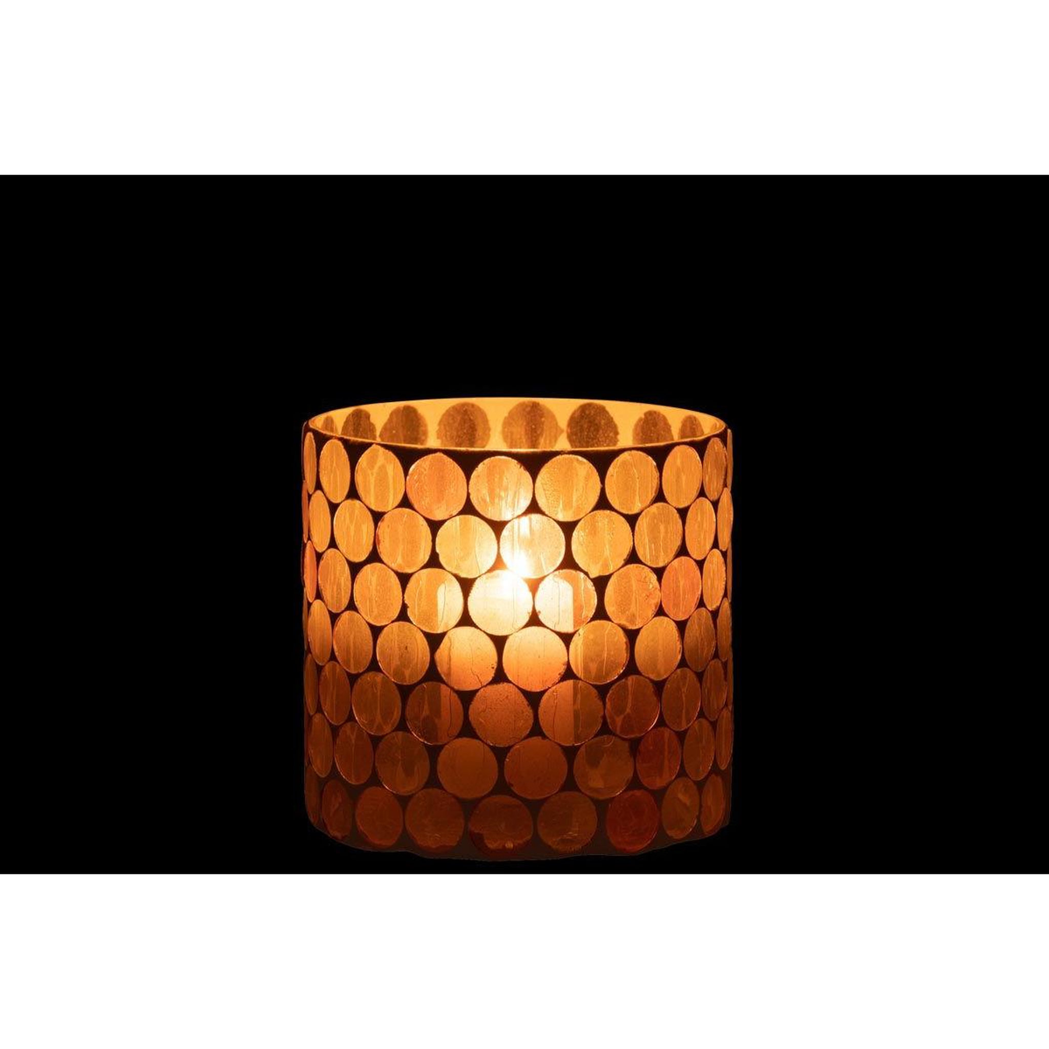 Voir la diapositive 5 : J-LINE Photophore Design  Mosaïc  15cm Blanc & Orange